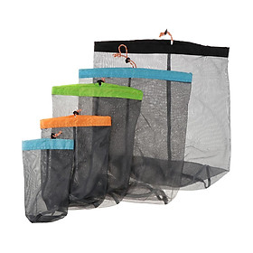 Pack of 5x Mesh Stuff Sack Storage Bag for Camping Clothes Stuff carry Pouch