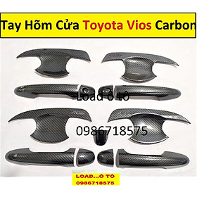 Ốp Tay Hõm Cửa Xe Toyota Vios 2023-2019 Mẫu Vân Carbon cao Cấp, Bộ sản Phẩm Tay Hõm