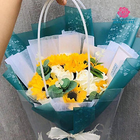 Mua Bó hoa sáp hướng dương mix hoa hồng