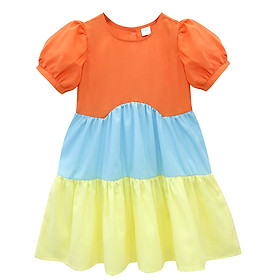 Váy Bé Gái 3 Tầng từ 14 - 36 kg - Váy Cho Bé Gái Tay Bèo MEEJENA - 2592 - Cam - 12  26-31 kg