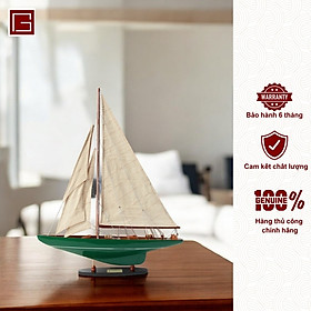 Mô hình thuyền gỗ phong thủy, thuyền buồm trang trí SHAMROCK PAINTED, thuyền gỗ trang trí hàng chính hãng
