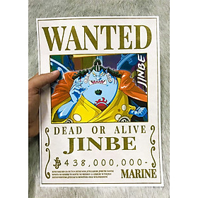 Poster One Piece Jinbe, Poster Lệnh Truy Nã Jinbe (Hình dán tường tiện lợi, Chất lượng Full HD)