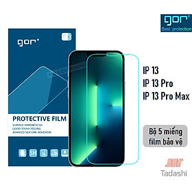 Miếng dán màn hình Gor Cho Iphone 13/ 13 Pro/ 13 Pro Max Cảm ứng nhạy, Chống trầy xước, Hạn chế vân tay - Hãng Gor (5 miếng) - Hàng nhập khẩu