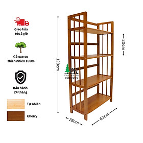 Mua Kệ sách gỗ 4 tầng Phạm Khang - Gỗ cao su tự nhiên màu Gỗ Tự Nhiên/ Vàng Cherry - Kích thước rộng 64 cm