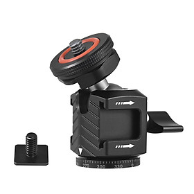 Multi-functional Mini Ball Head 360°Rotatable Aluminum Alloy Ballhead Adapter Tripod Head 1/4 Inch Screw and Cold Shoe Connection with Dual Side Cold Shoe Mounts for DSLR Camera LED Video Light Microphone