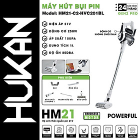 THÂN MÁY HÚT BỤI PIN 1L 250W HM21-G2-HVC201BL HUKAN -HÀNG CHÍNH HÃNG