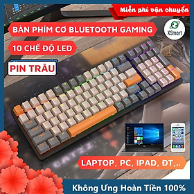 Bàn Phím Cơ Không Dây Bluetooth Nâng Cấp K6BT Led Đổi Màu, Pin Sạc Siêu Trâu - Hàng Chính Hãng - K6BT Đen Cam