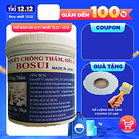 Mua Keo quét chống thấm tường  Bịt kín mọi KHE NỨT    TRẦN  MÁI NHÀ   SÂN THƯỢNG  NHÀ VỆ SINH  MÁNG SÓI  đa năng BOSUI thông minh ( 1kg). Tặng kèm chổi quét sơn và 2 5m vuông vải