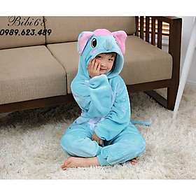 Bộ Đồ thú Khủng Long xanh liền thân lông mịn Pijama dành Cho Người Lớn và Trẻ Em kiểu dáng Động Vật Hoạt Hình Cosplay