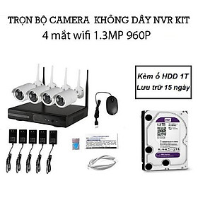 Mua Bộ Kit Camera wifi NVR 4 kênh 1.3MP kèm ổ cứng 1TB