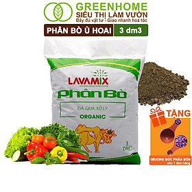 Phân bò Lavamix, bao 3dm3, đã qua xử lý, không mùi hôi, hữu cơ tiện lợi