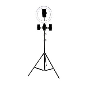 Tripod gậy chụp ảnh quay phim Livestream siêu xịn LED 3 màu, 4 kẹp điện thoại, cao 190cm (3 CHÂN)