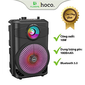 Mua Loa Karaoke Dành Cho Hoco BS46 LED  Tặng 1 Micro Có Dây Hỗ Trợ USB  Thẻ Nhớ TF  AUX  Đài FM  Công Suất 10W  Bluetooth 5.0 - Hàng Chính Hãng
