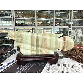 Tượng Cá Rồng phong thủy tài lộc đá ngọc Onyx - Dài 39 cm