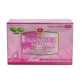 Collagen Diệp Lục Roxtech giúp sáng da, chống lão hóa, tăng nội tiết tố nữ - Hộp 30 gói