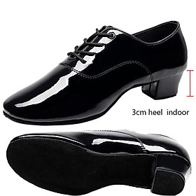 Giày khiêu vũ Latin nam khiêu vũ hiện đại cộng với kích thước 2,5cm cho cậu bé Latin Ballroom Tango Child Color: BlackLatin3cmIndoor Shoe Size: 28