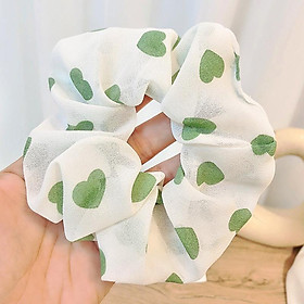 Dây buộc tóc Scrunchies vải mềm Vintage hình tim trẻ trung HD61