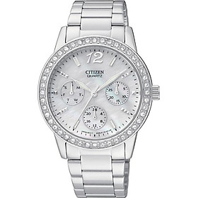 Đồng hồ citizen nữ đính đá swarovski dây kim loại pin-quartz ed8090-53d - mặt xà cừ