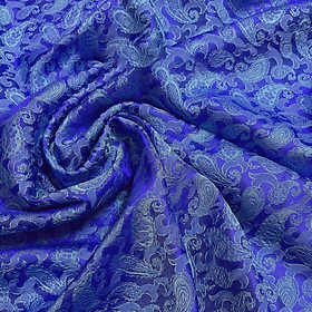 Vải Lụa Tơ Tằm đuôi công màu xanh lam, mềm#mượt#mịn, dệt thủ công, khổ vải 90cm