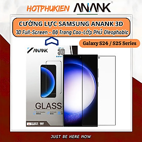 Dán kính cường lực full màn hình 3D cho Samsung Galaxy S25 Ultra / S25 Plus / Galaxy S24 Ultra / S24 Plus hiệu Anank Glass 3D - Viền siêu mỏng, Siêu mượt, lớp Phủ nano chống vân tay, thương hiệu nhật bản, vát cạnh 3D - Hàng nhập khẩu - Curved 3D - Trong suốt - Galaxy S24 5G