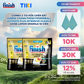 [Mới] Viên rửa chén bát hương chanh Finish Ultimate Plus All in one túi 18 viên - dòng siêu cao cấp