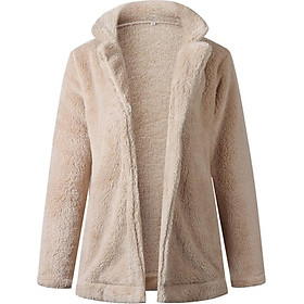 Women Coat Autumn Winter Fashion Pocket Lapels Coat Plush Jacket Female Warm Windbreaker