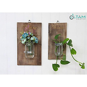 Mua Tranh gỗ lọ hoa thủy tinh treo tường Flowers Vintage LHOA-50