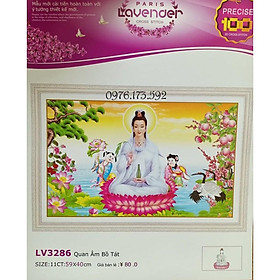 Tranh thêu chữ thập Quan Thế Âm LV3286-59x40cm