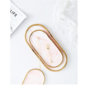 Mua Khay oval lớn họa tiết vân đá màu hồng MARBLE 5271HL