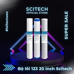 Bộ lõi số 1,2,3 20 inch by Scitech (Lõi PP-UDF-CTO) - Dùng cho máy lọc nước RO, bộ lọc thô - Hàng chính hãng