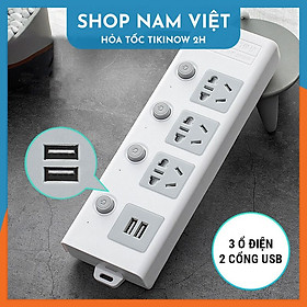 Hình ảnh Review Ổ Cắm Điện Dài VINAVU Kèm Cổng USB Công Tắc Riêng Chịu Tải 2500W, Chống Giật, Chống Cháy