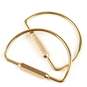 Brass Gold D-shape Key Ring Split Chain DIY Key Holder Loop Craft, 65 x 45mm