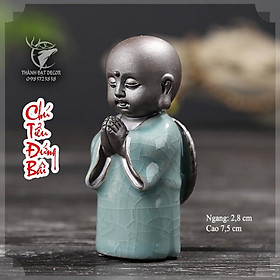 Tượng Gốm Sứ mini Tráng Men Hình Chú Tiểu và Lão Tử Trang Trí Tiểu Cảnh, Cây Bonsai, Cây Cảnh, Hòn Non Bộ, Hồ Thủy Sinh