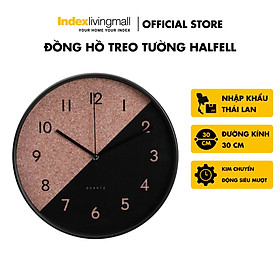 Đồng hồ treo tường mặt tròn 12 inch HALFELL thân nhựa, nền đen nâu in số lớn | Index Living Mall - Phân phối độc quyền tại Việt Nam