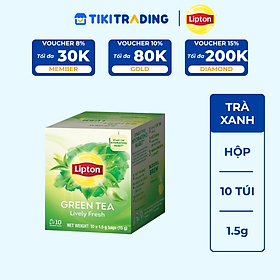 LIPTON Trà Xanh Tươi Mới Hộp (1.5g x 10 Túi)