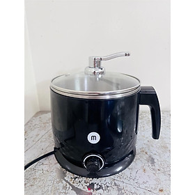 Ca nấu đa năng Mishio MK214 600W 1,5L inox 304, nấu nước, nấu mì, lẩu - Màu trắng xám - Hàng chính hãng