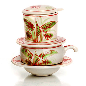 Mua Phin Cafe Gốm Vẽ Chuồn Khoai Đỏ Thấp MNV-CF003/2