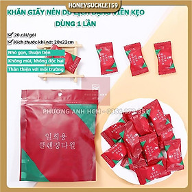 Mua Túi 20 Khăn Giấy Nén Hàn Quốc Dạng Viên Kẹo Dùng 1 Lần - Có Khóa Zip Bỏ Túi Du Lịch Tiện Lợi (GÓI ĐỎ)