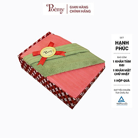Mua Set quà Hạnh Phúc POÊMY  bộ khăn tắm đại  khăn mặt chữ nhật kèm hộp quà tặng