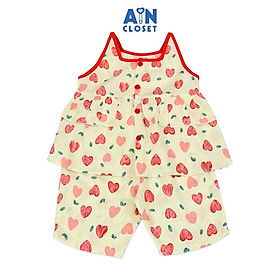Bộ quần áo Lửng bé gái họa tiết Tim Đỏ Lanh lụa. - AICDBGGMNAAG - AIN Closet