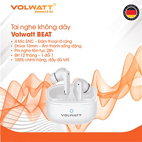 Mua Tai nghe không dây Volwatt Beat hàng chính hãng | TWS Bluetooth 5.4  4 Mic ENC chống ồn  Pin 5–6h + Hộp 400mAh  BH 12 tháng