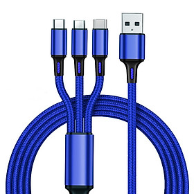 Cáp sạc nhanh 3 đầu 1m dây dù