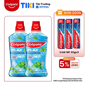 Bộ đôi nước súc miệng Colgate diệt 99% vi khuẩn Plax bạc hà 500ml/chai