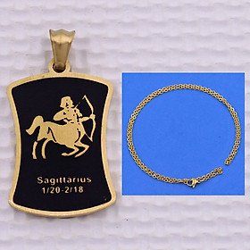 Mặt dây chuyền cung Nhân Mã - Sagittarius inox vàng kèm dây chuyền inox vàng, Cung hoàng đạo