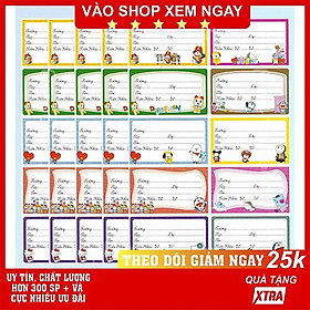 Combo 50 nhãn vở nhãn tập sách loại đẹp