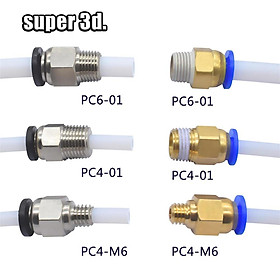 2PCS Đầu nối khí nén cho các bộ phận máy in 3D Bowden Compler Compler 1.75/3 mm PC4 M6 M10 Phụ kiện PTFE Ống 2/4mm Kích thước: PC6-01