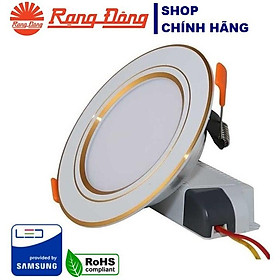 Đèn LED âm trần 7W Rạng Đông, khoét lỗ 90, vỏ nhôm đúc - (Viền vàng/ viền bạc)