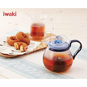 Bình trà thủy tinh Iwaki 400ml - xanh dương