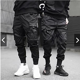 Quần jogger kaki nam túi hộp nhiều túi dây khóa gài màu đen, bền đẹp phong cách hàn quốc