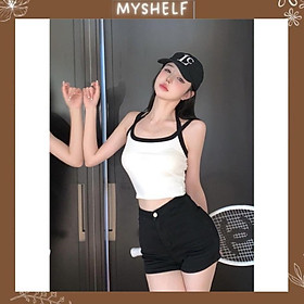 Áo 2 dây croptop thun coton nữ co dãn nhẹ mềm mịn sẵn mút ngực cá tính